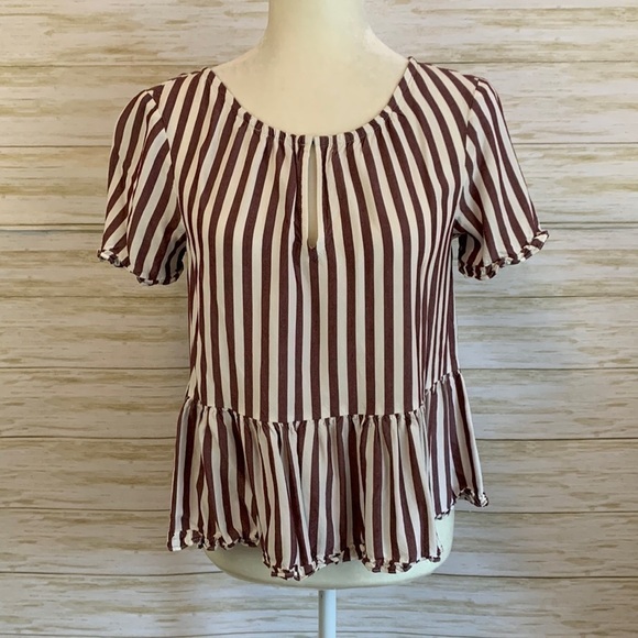 Madewell Striped Peplum Top - Picture 1 of 8